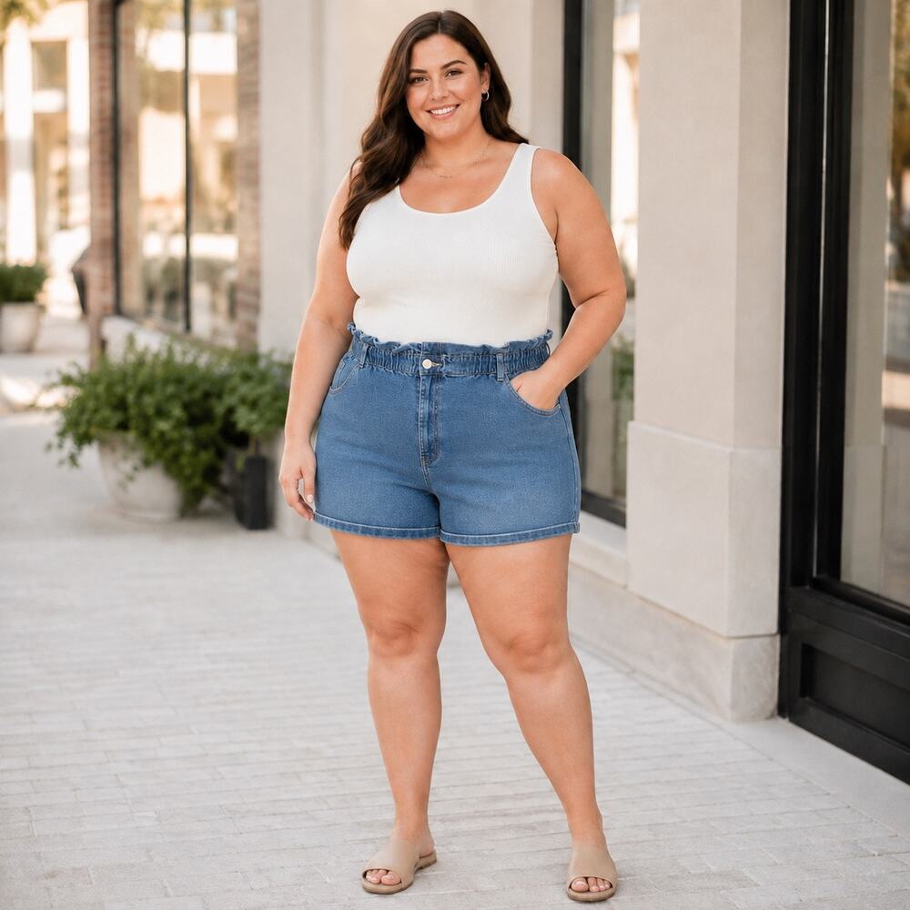 No Boundaries Paperbag Denim Shorts XXL 19